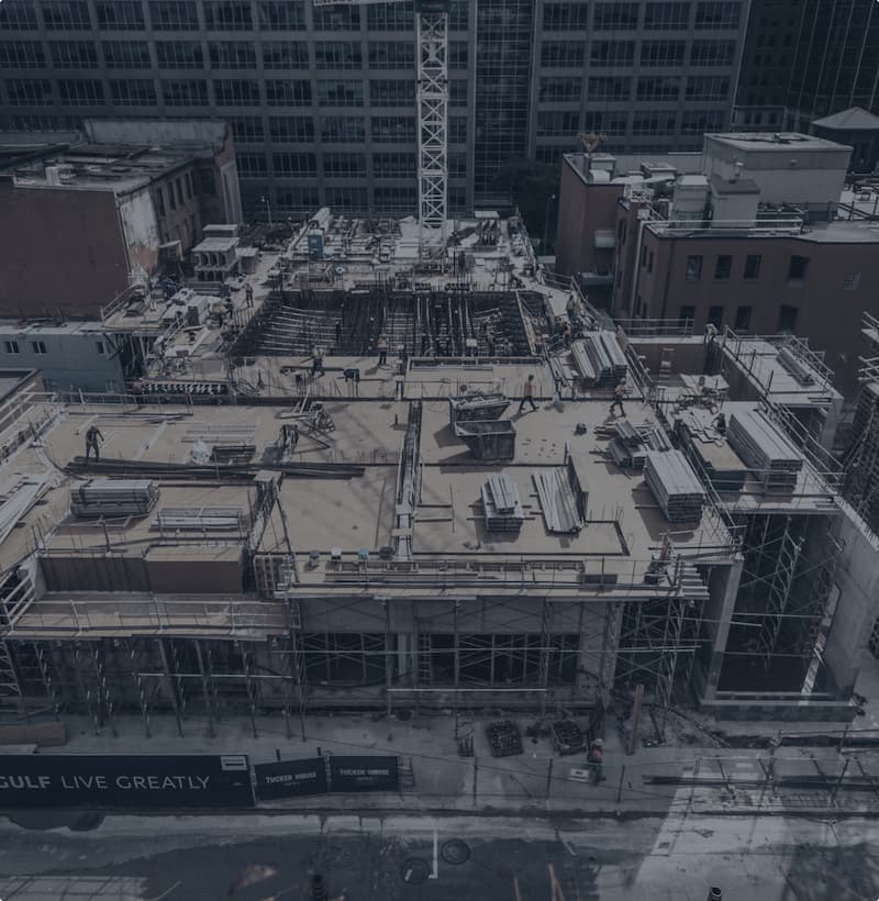 An aerial view of a High Rise under construction